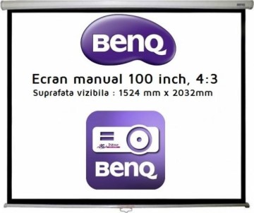 Ecran de proiectie montabil pe perete BenQ Manual 100 inch, 203.2 x 152.4 cm